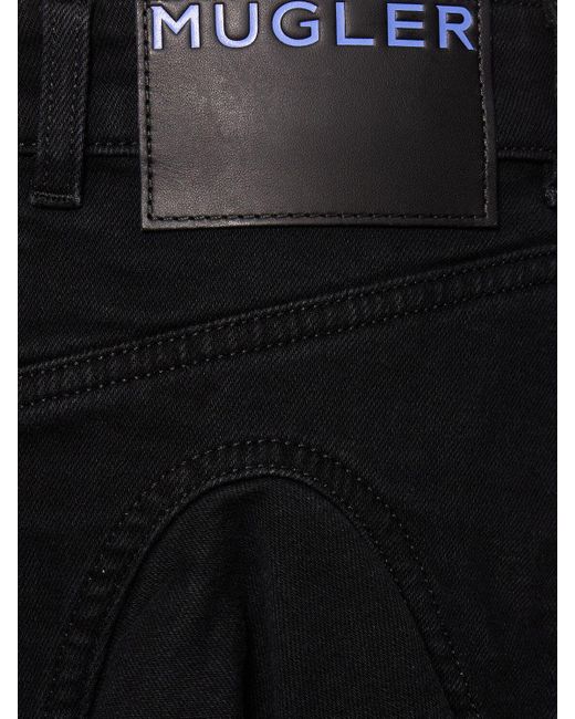 Minifalda de denim de algodón Mugler de color Black