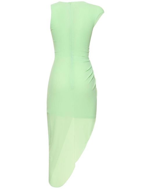 David Koma Green Ruched Mesh Mini Dress W/ Embellishts