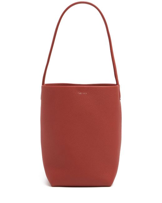 The Row Red Small N/s Park Grain Leather Tote Bag