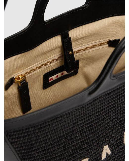 Marni Black Kleine Tasche Mit Raffiaeffekt "tropicalia"