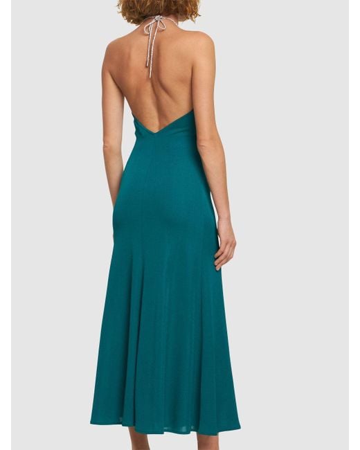 Alexandre Vauthier Green Viscose Knit Halter Neck Long Dress