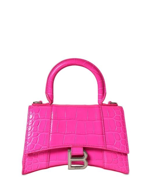Balenciaga Xs Hourglass Leather Top Handle Bag in Pink | Lyst Australia