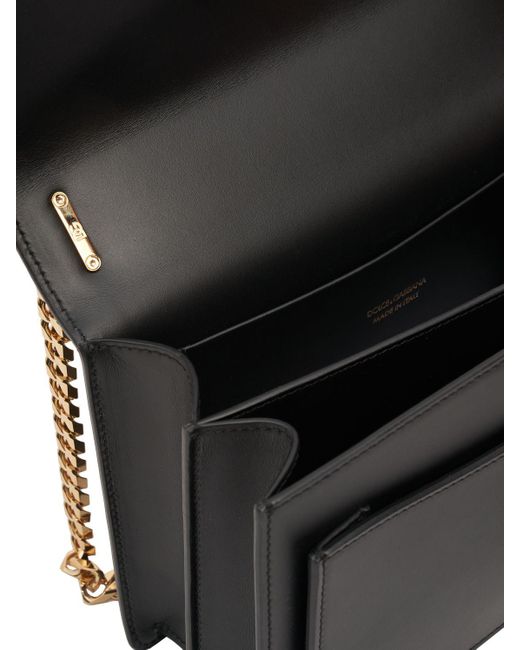 Borsa in pelle con logo di Dolce & Gabbana in Black