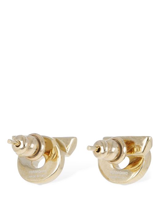 Ferragamo Metallic New Gstr 14d Crystal Stud Earrings
