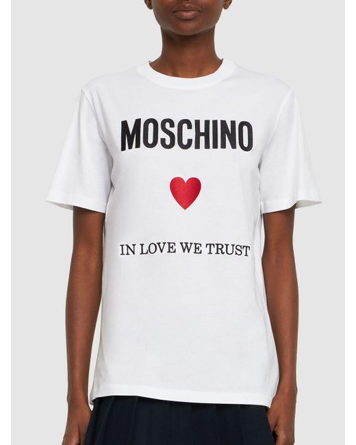 T-shirt in jersey di cotone di Moschino in White