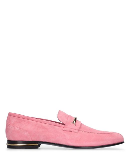 Bally Pink Logo Suede Loafers for men