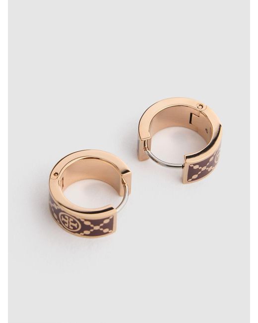 Tory Burch Natural Small T Monogram Hoop Earrings Rose/Burgu Unique