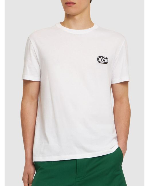 Valentino T-shirt Aus Baumwolle Mit Logo in White für Herren