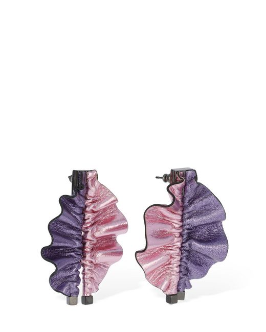 SO-LE STUDIO Purple Mini Alie Leather Stud Earrings