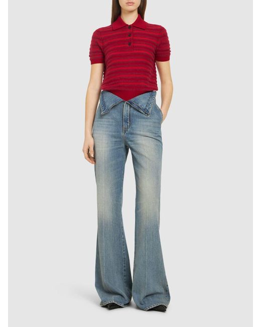 Alexander McQueen ハイライズデニムベルボトム Blue