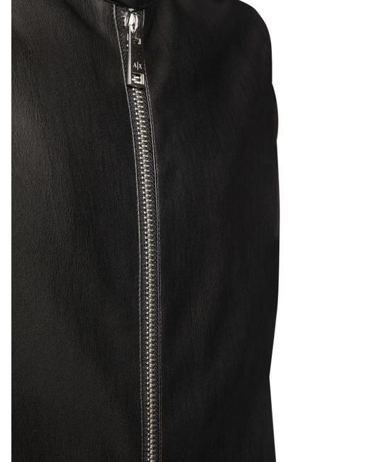 Armani Exchange Faux Leather Biker Jacket in Black for Men Lyst