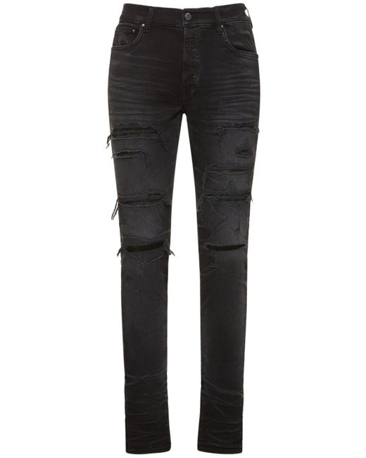 Amiri Black Sequin Thrasher Cotton Stretch Jeans for men