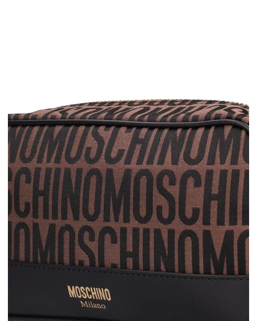Moschino Gray Logo Jacquard Toiletry Bag for men