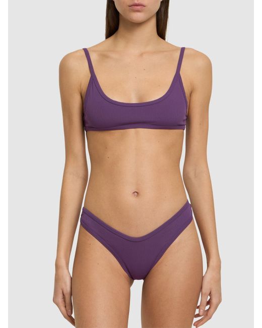 The Attico Purple Bandeau-bikini Aus Geripptem Lycra