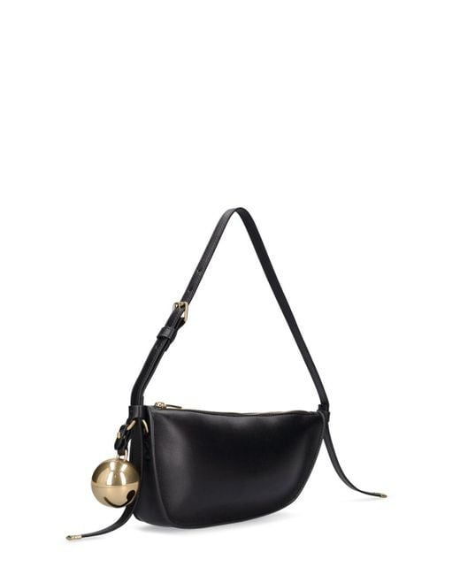 Mini shield leather top handle bag di Burberry in Black
