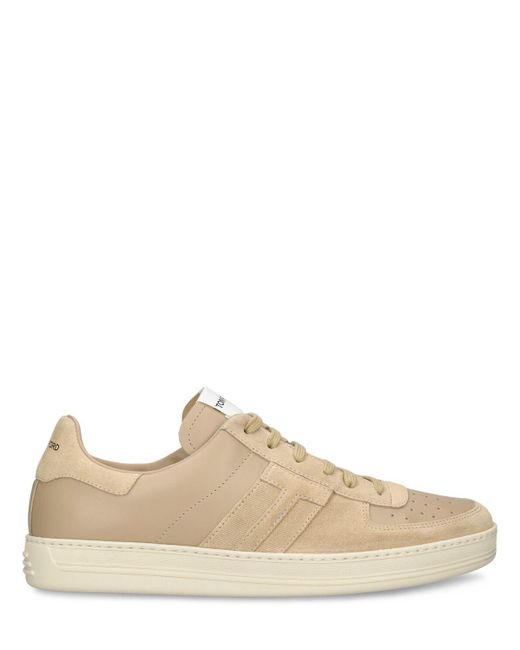 Tom Ford Natural Radcliffe Leather And Suede Low-top Trainers for men