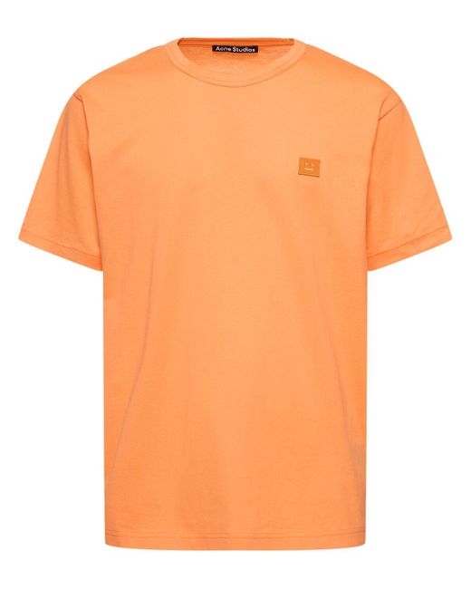 T-shirt nace face in cotone / patch di Acne in Orange da Uomo