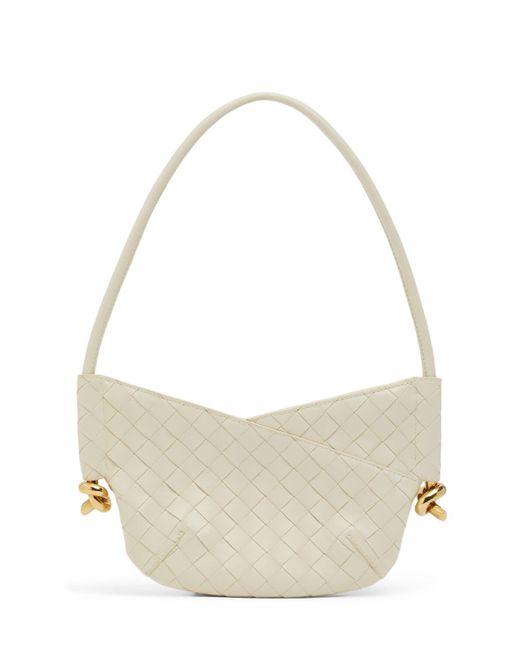 Bottega Veneta White Mini Solstice Leather Shoulder Bag