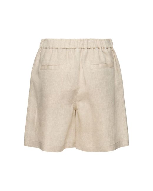 Brunello Cucinelli Natural Light Linen Bermuda Shorts