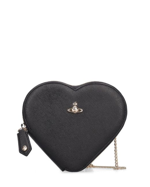 Vivienne Westwood Saffiano Leather Shoulder Bag In Black