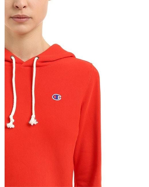 Champion Sweatshirt Aus Recyceltem Frottee Mit Logo in Rot - Lyst