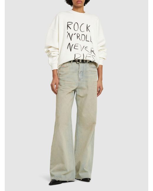 Anine Bing Natural Sweatshirt Aus Baumwolle "miles Rock'n'roll"