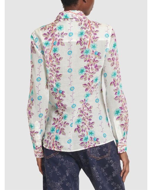 Etro Multicolor Floral Printed Cotton Long Sleeve Shirt