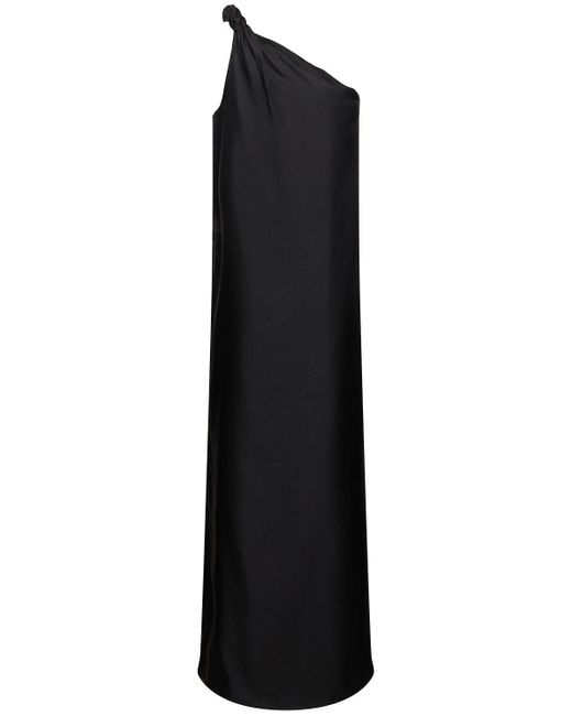 Loulou Studio Black Asymmetrisches Kleid Aus Wolle Und Seide "adela"