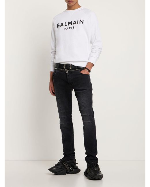 Balmain White Cotton Sweatshirt for men