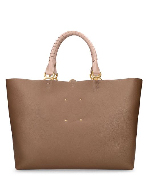 Chloé Brown Marcie Grained Leather Toe Bag