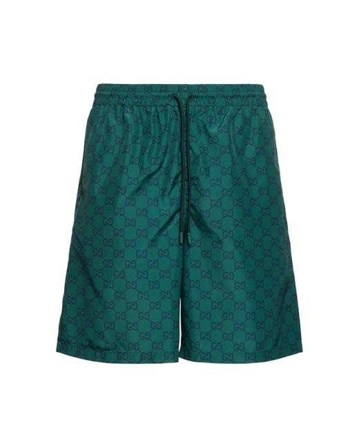 Gucci Nylon-badeshorts "gg" in Green für Herren