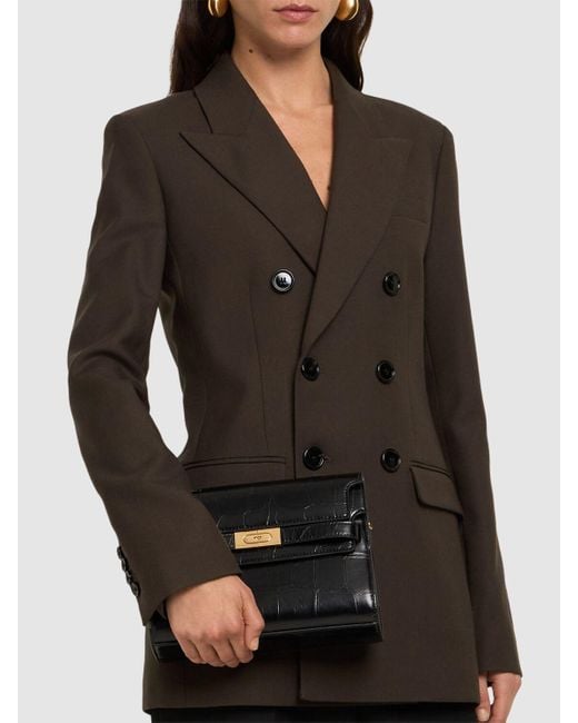 Tory Burch Lee Radziwill クロコエンボスショルダーバッグ Black