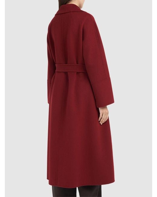 Mujer Abrigo Largo Elisa De Lana Con Cinturón Max Mara de color Red
