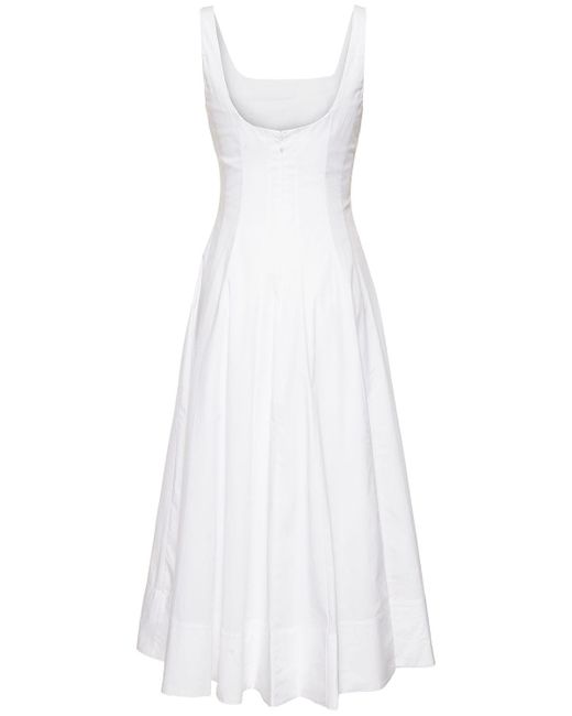 Vestido midi de popelina de algodón Staud de color White