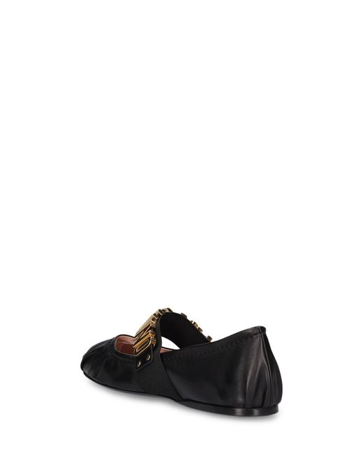 Moschino Black 10mm Leather Ballerina Flats