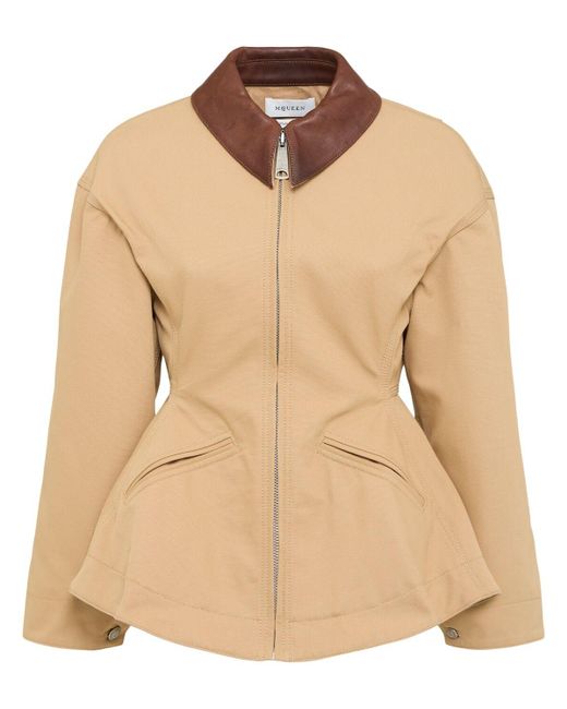 Mujer Chaqueta Corta De Algodón Alexander McQueen de color Natural