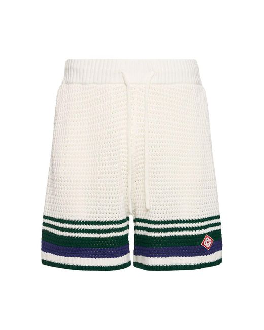 Casablancabrand White Tennis Cotton Crochet Shorts for men