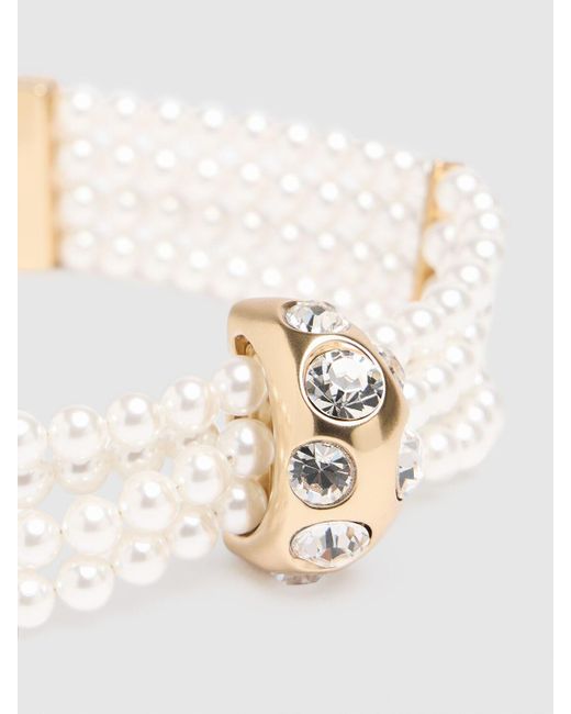 Gargantilla con cristales y perlas sintéticas Blumarine de color White