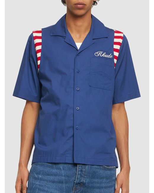 Rhude Blue America Spirit Poplin Shirt for men