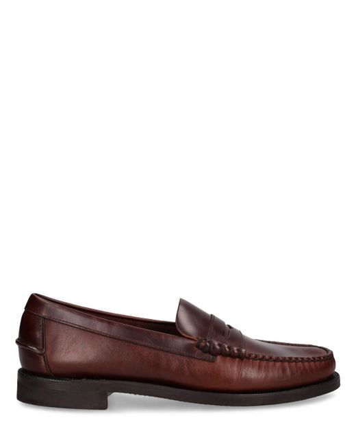 Sebago Brown Classic Dan Waxed Leather Loafers for men