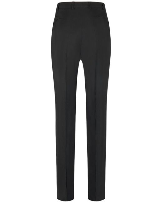 Pantalones de lana con cintura alta Saint Laurent de hombre de color Black