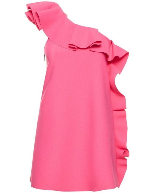 Robe courte asymétrique à volants MSGM en coloris Pink
