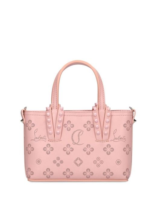 Christian Louboutin Nano Cabata E/w Leather Top Handle Bag in Pink | Lyst