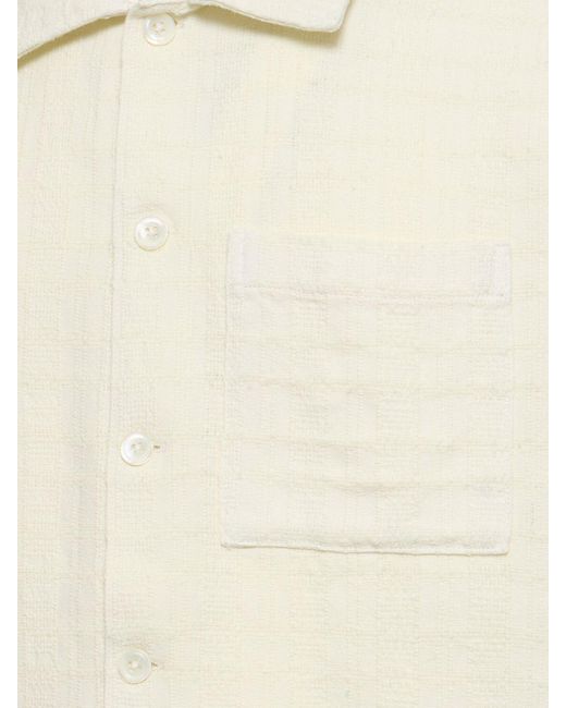 sunflower White Spacey Linen Blend Short Sleeve Shirt for men