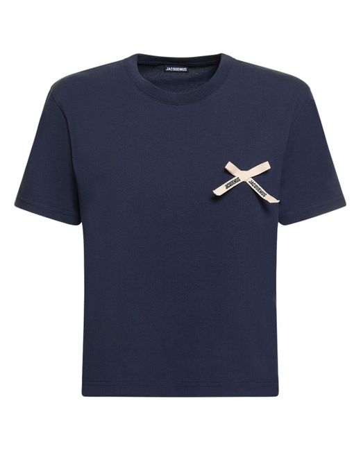 Jacquemus Blue T-shirt Aus Baumwolljersey "le Tshirt Noeud"