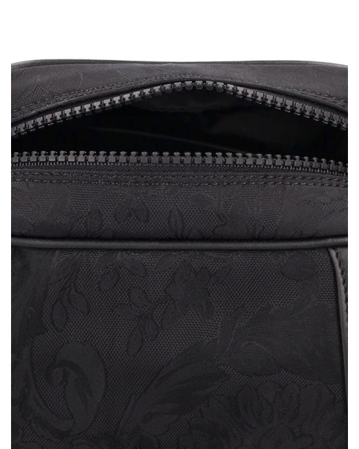 Versace Black Barocco Nylon Messenger Bag for men