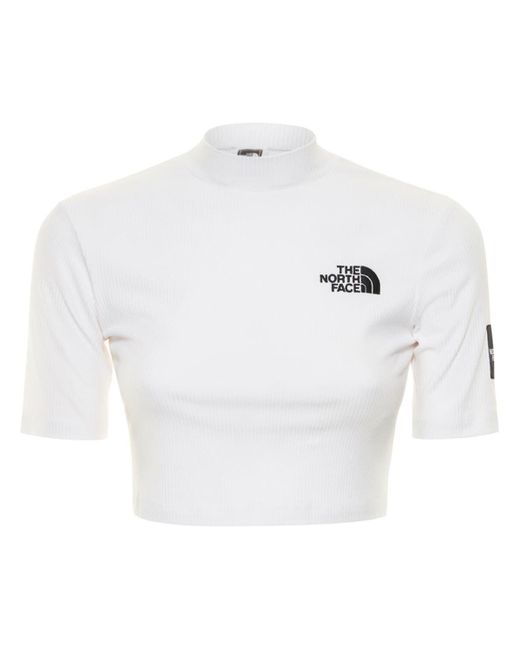 The North Face White Gartha Ribbed Viscose Blend Crop Top