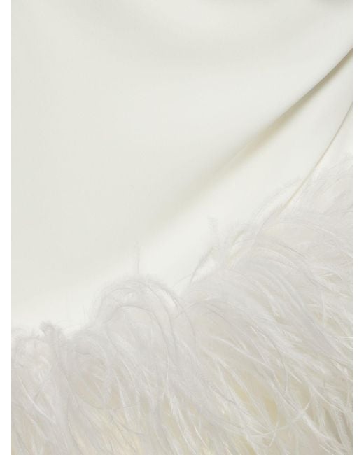 16Arlington White Minelli Crepe & Feathers Long Dress