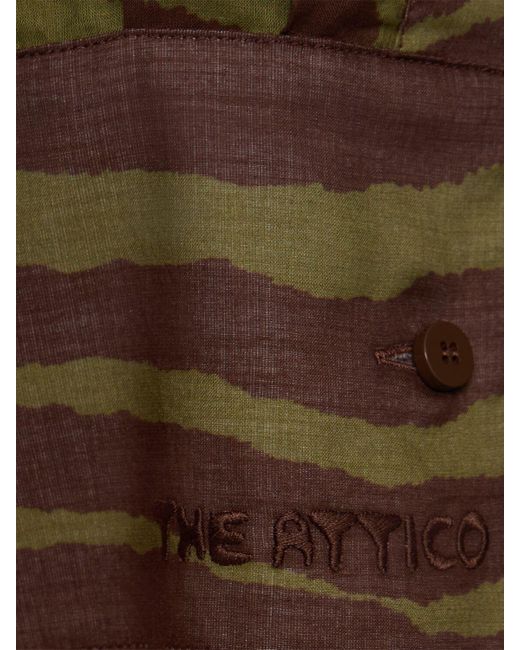 The Attico Brown Damen Musselinhemd Mit Zebramuster