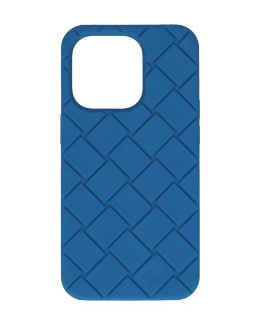 Cover iphone 14 pro intreccio in silicone di Bottega Veneta in Blue da Uomo